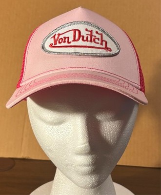 Von Dutch Hat Cap Snapback Two-tone pink Trucker Mesh Embroidered Patch- NEW/NWT