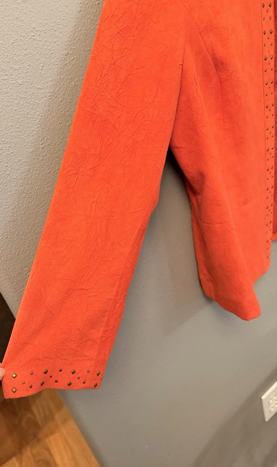 Alfred Dunner Coral Studded Open Front Jacket Women’s 16 Lined Soft Suede Look - Image 3 of 4