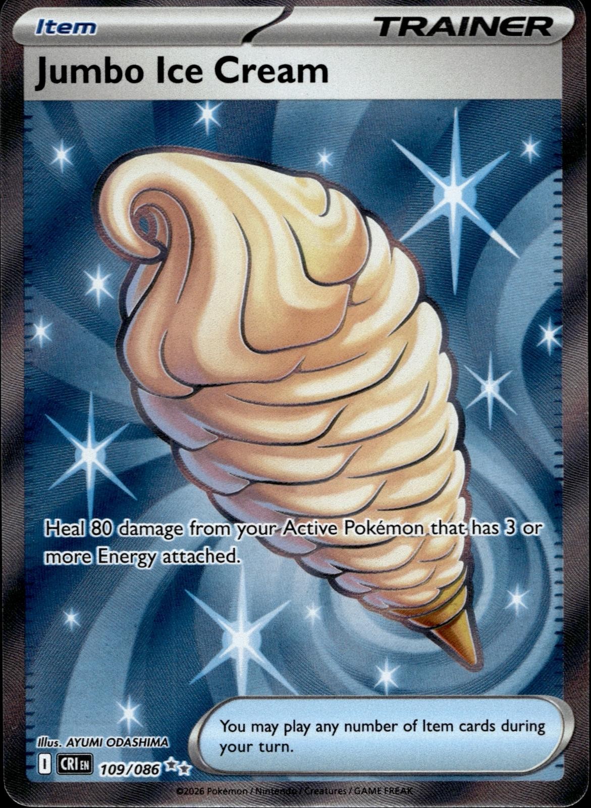 Jumbo Ice Cream 109/086 Ultra Rare Chaos Rising Pokemon Holo Near Mint
