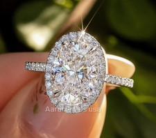 IGI 2.50Ct Oval Cut G/VS1 Lab Grown Diamond Halo Engagement Ring 14K White Gold