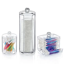 Boxup Bathroom Organizers And Storage - Q Tips Cotton Organizer Glass Jar , C...