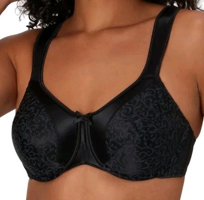 Bali Minimizer Bra Satin Tracing Women's Size 36DDD Style #3562 Black