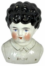 Antique Hertwig Helen Pet Name China Head Shoulder Doll Low Brow Patent Appd For