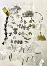 Angel wings charms metal crystal silver gold beads jewelry making supplies lot