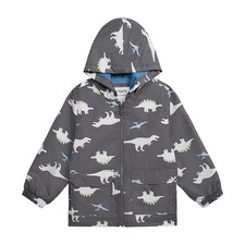 Boys Fun Fun Rainslicker Rain Coat Dark Grey Waterproof Hooded Jacket 3T