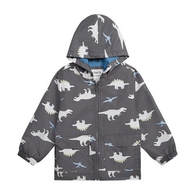 Boys Fun Fun Rainslicker Rain Coat Dark Grey Waterproof Hooded Jacket 3T