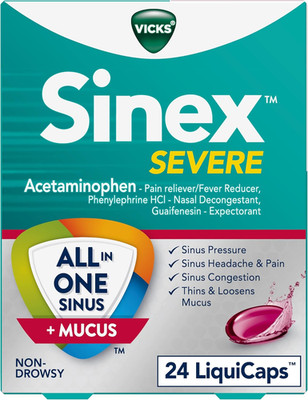Vicks Sinex Severe All-In-One Sinus + Mucus Relief 24 LiquiCaps