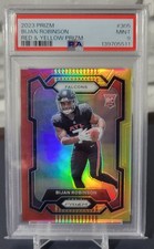 2023 Panini Prizm Bijan Robinson Red Yellow PSA 9 Mint 8/8 Rookie #305 SP
