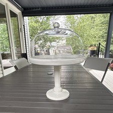 Italian White Ceramic Pedestal Cake Stand wit...