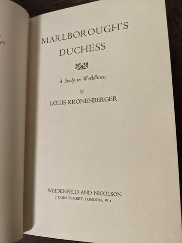 Marlborough's Duchess by Louis Kronenberger - 1958 HCDJ Weidenfeld & Nicholson - Picture 7 of 8