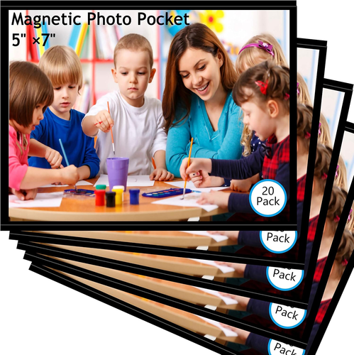 20 Pack 5"X7" Premium Magnetic Picture Pockets Frames with Black Holds 5 X 7 Inc - Picture 12 of 12