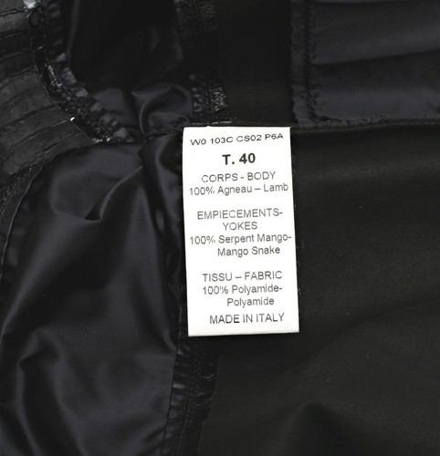 LANVIN Womens Black Leather Snakeskin Nylon Striped Lightweight Coat Jacket 40 8 - Picture 6 of 6