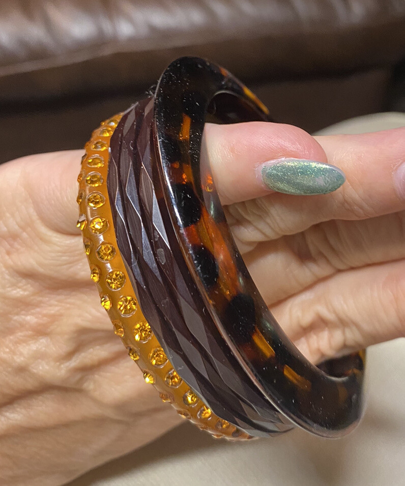 5 Authentic Vintage Bakelite Bangle-Tortoiseshell… - image 4