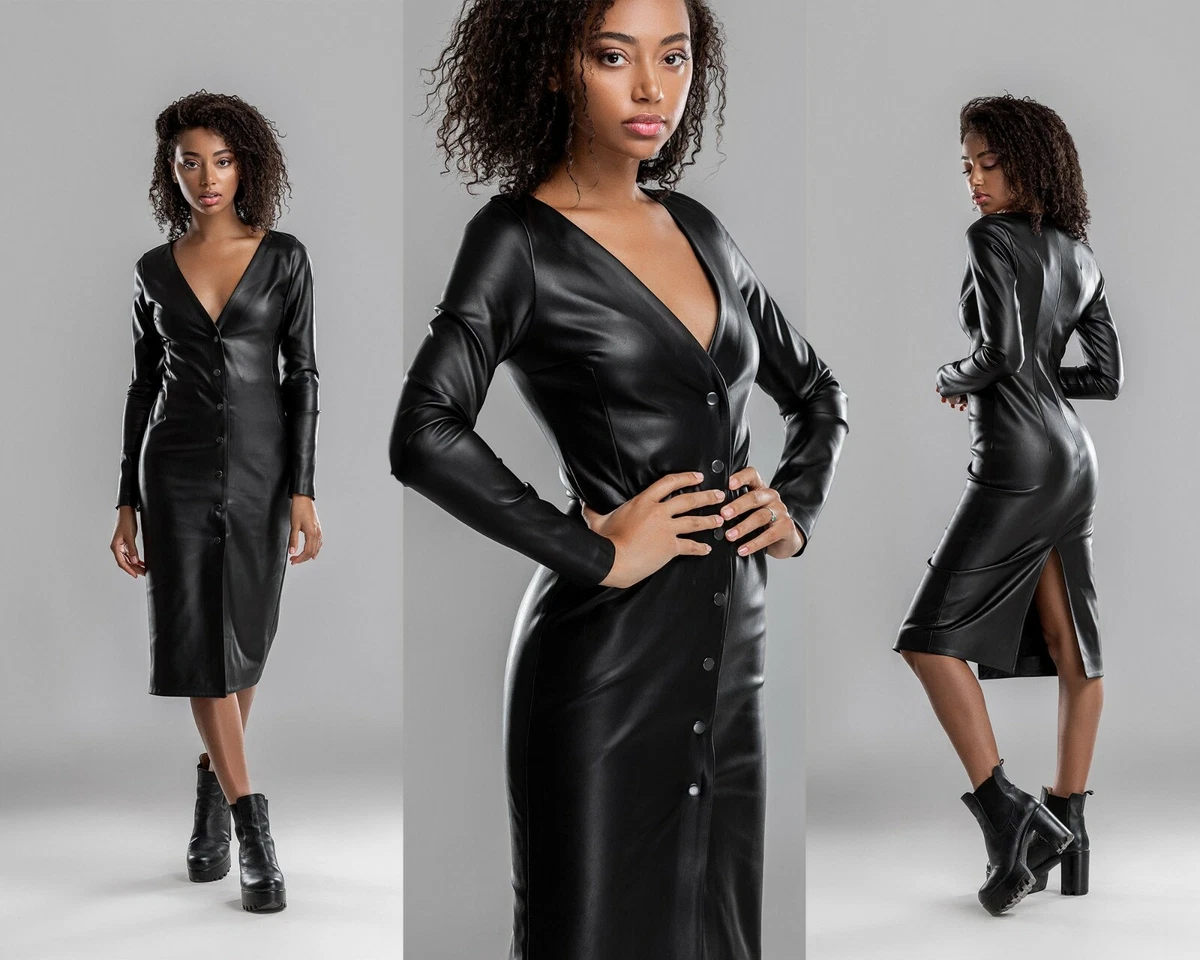 ladies leather dress