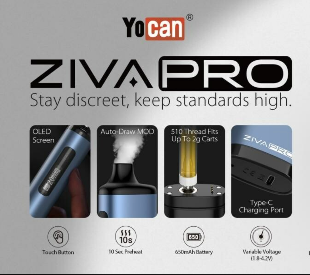 Yocan Ziva Pro Vaporizer Mod for Wax, Oil, Concentrates Upto 2g Carts 510  Thread | eBay UK