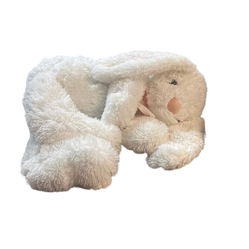 Lop Eared White Plush 19" Bunny Rabbit Stuffed Animal Pink Nose & Gauze Bow GUC - Foto 11 di 12
