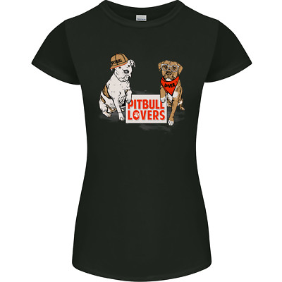 Pitbull Liebhaber lustiges Damen-T-Shirt Hund Valentinstag Petite Cut