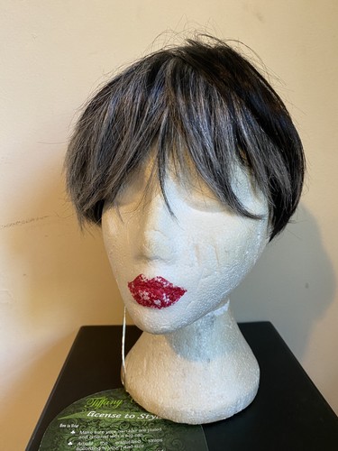 100% Remy Human hair Wig Full BLACK Grey Straight Tiffany Collection Short £99 - Picture 2 of 8