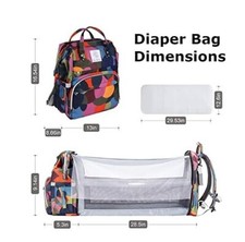 KEOLAKIDS Backpack Diaper Bag with Bassinet, Mosquito Netting, USB Port