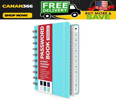 Password Book with Individual Alphabetical Tabs, 4''X5.5'' Small Password Notebook