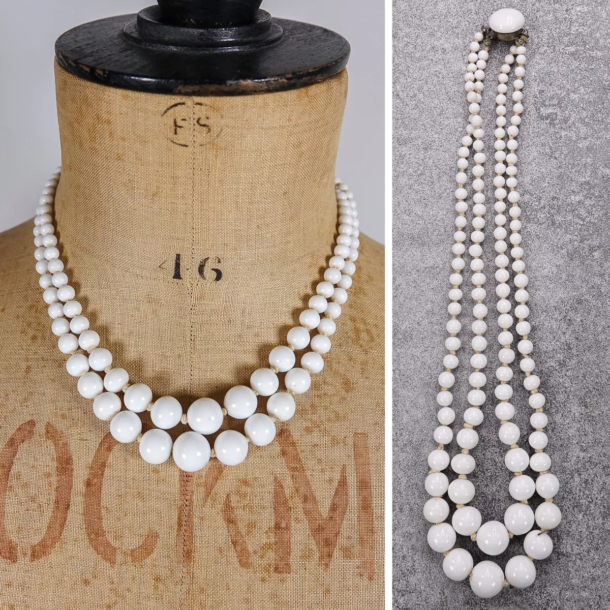 Milk glass necklace sale