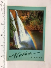 Postcard Hawaii HI Aloha Kauai Wailua River Water Falls Rainbow Chrome W Stoy