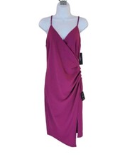 New LULU'S L Magenta Made to Wow Surplice Asymmetrical Dress Women