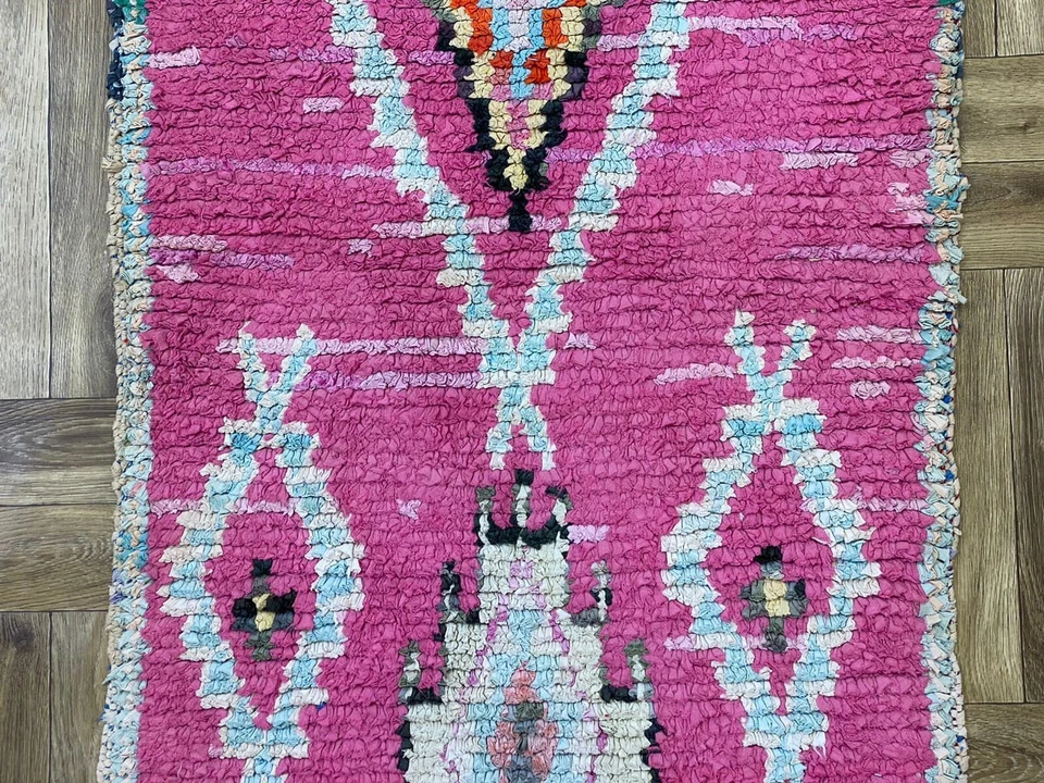 Beber Runner Rug, Living Room Rug,Handmade Hallway,Modern Pink Area,2x4 ft - Image 4 of 4