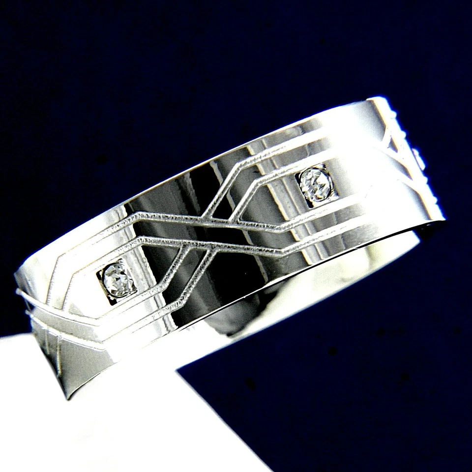 Anniversary Engagement Wedding Bridal Stainless Steel CZ Stones Men's Band Ring - Изображение 4 из 4