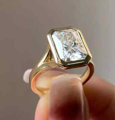 RARE 4.40 Ct Certified Off White Treated Diamond Solitaire Ring In 925 Silver