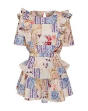 $375 LOVESHACKFANCY Natasha Ruffled Detail Mini Dress (Size Medium)