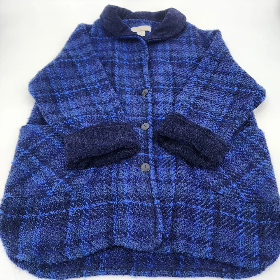 Boyne Valley Weavers Cardigan Women's Coatigan Size S Wool Blend Plaid Ireland - Image 3 of 4