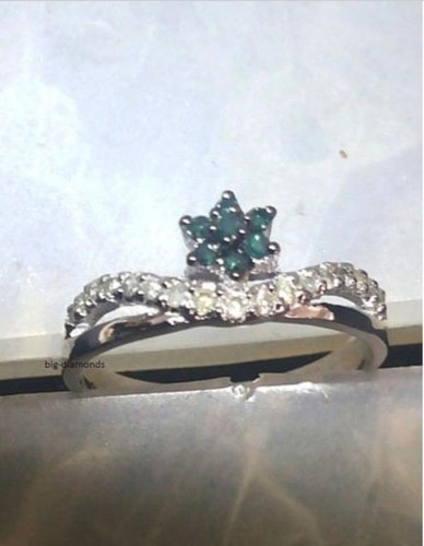 0.50 Ct Blue and White Diamond Ring 925 Sterling Silver Free Shipping - Picture 3 of 3