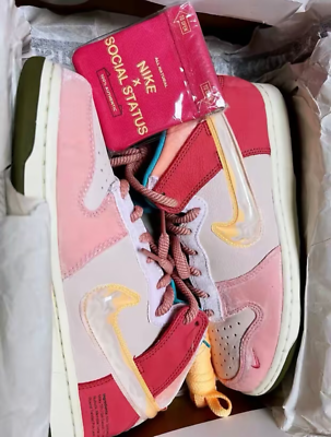 Social Status x Nike Dunk Mid Free Lunch Strawberry Milk DJ1173-600 Men\'s Size 8 Social Status Nike Dunk Mid Strawberry Milk DJ1173-600  main image 2