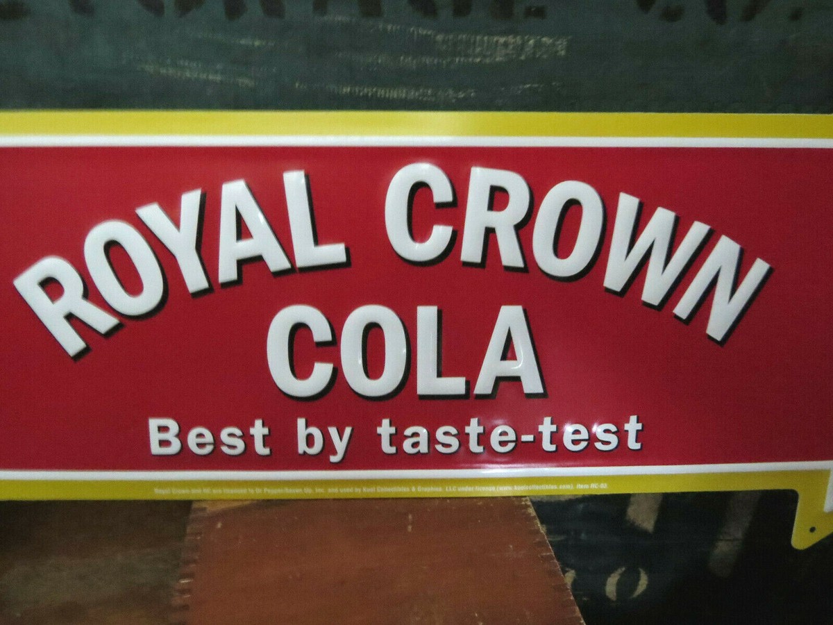 Royal Crown COLA RC EMBOSSED METAL Arrow Advertising Sign 27 x 9
