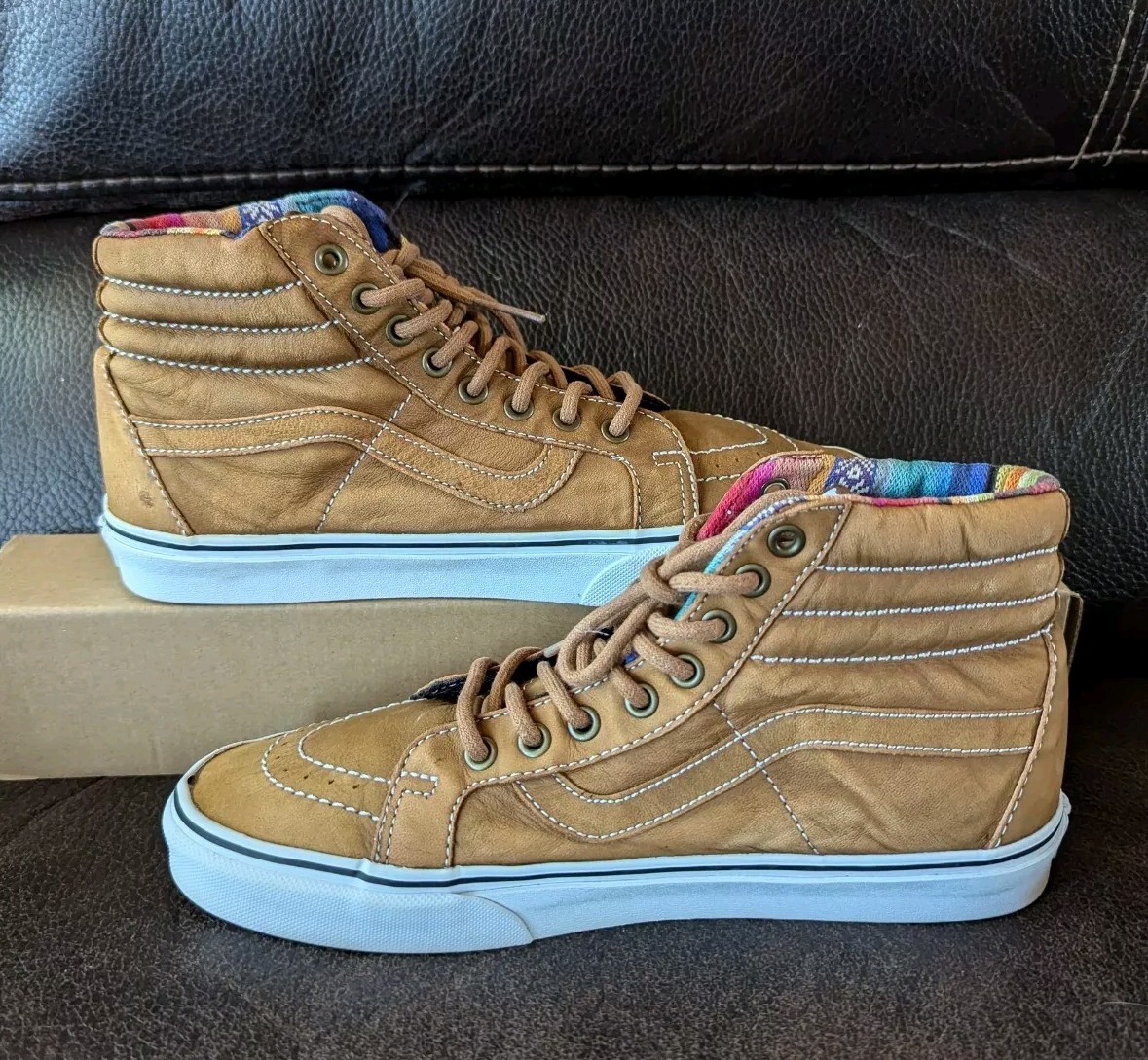 Vans Sk8-Hi Reissue Leather Womens Size 10 Brown Athletic Shoes