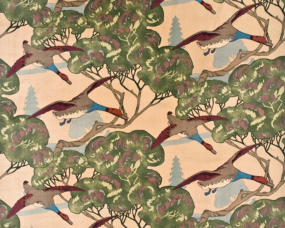 MULBERRY VORHANG/POLSTERSTOFF DESIGN Fliegende Enten Samt 2 METER KAMEL