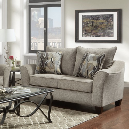 Camero Fabric Pillowback 2-Piece Living Room Set, Sofa and Loveseat, Gray - Picture 4 of 9