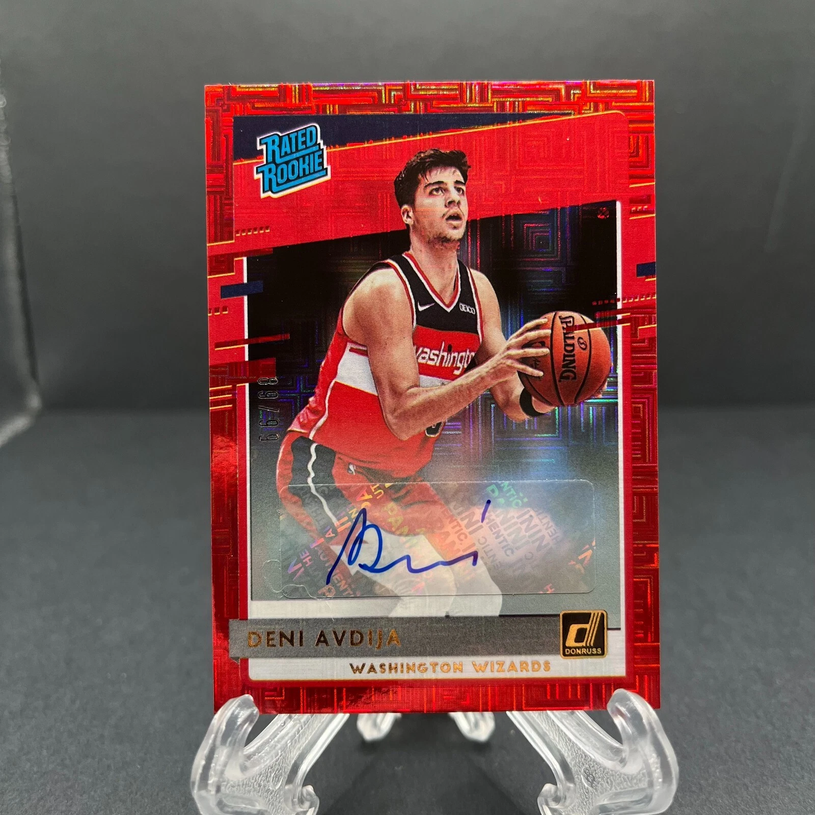 2020 Donruss Rated Rookies Choice Red Signatures /99 Deni Avdija Rookie Auto RC