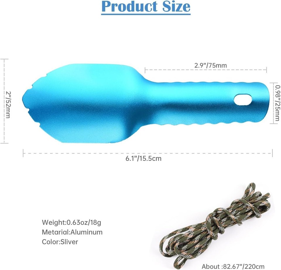 Valken Camping Trowel Ultralight Backpacking Potty Trowel Aluminum