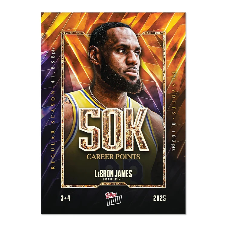 2025 Topps Now Basketball Card 12 LeBron James 50K Points - 25 Cents Shipping!