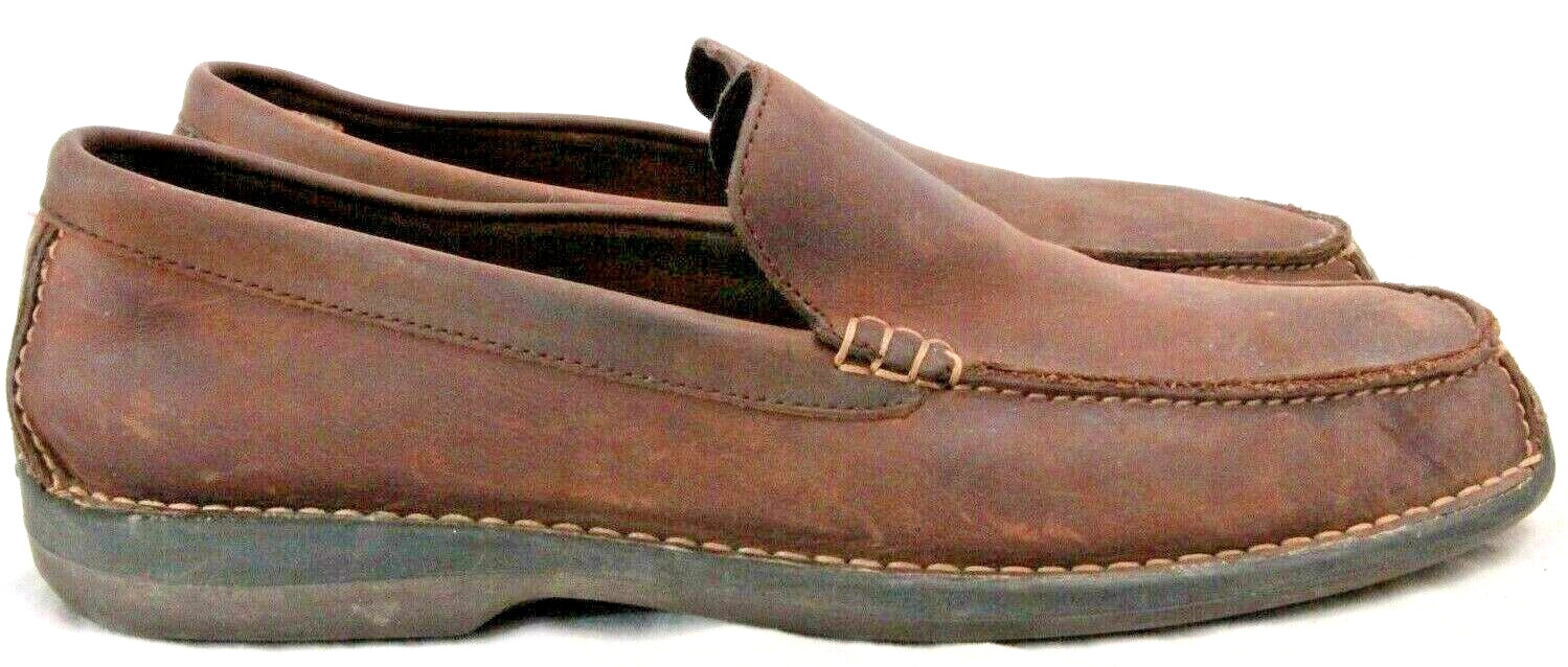 Rockport APM22168 Driving Moc Toe Slide On Brown Leather Loafer shoes Men's 13 M