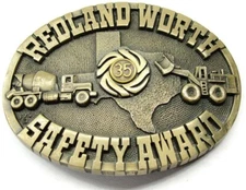 Redland Worth Safety Award 35 Years Solid Brass Haltom Belt Buckle Vintage