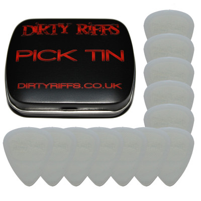 12 x Dunlop Nylon leuchtende Gitarren-Plektren/Gitarrenplektren - 0,67 mm in einer handlichen Plektren-Dose