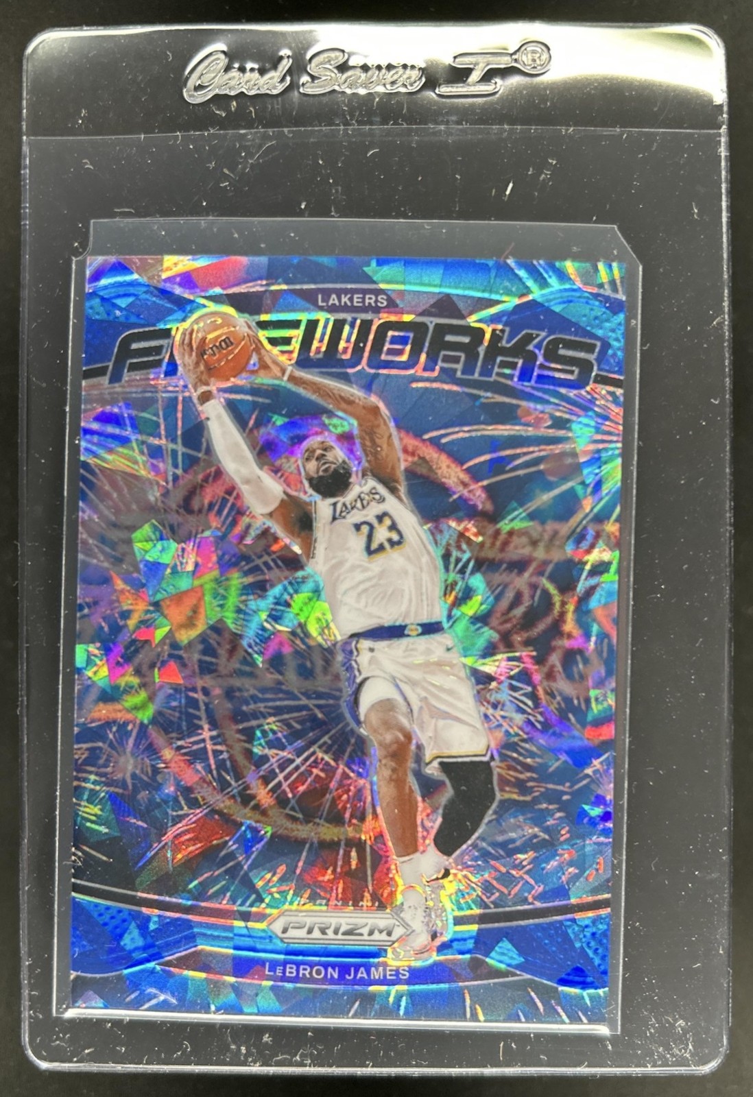 2024-25 Panini Prizm LeBron James Fireworks Blue Ice #/125 Lakers