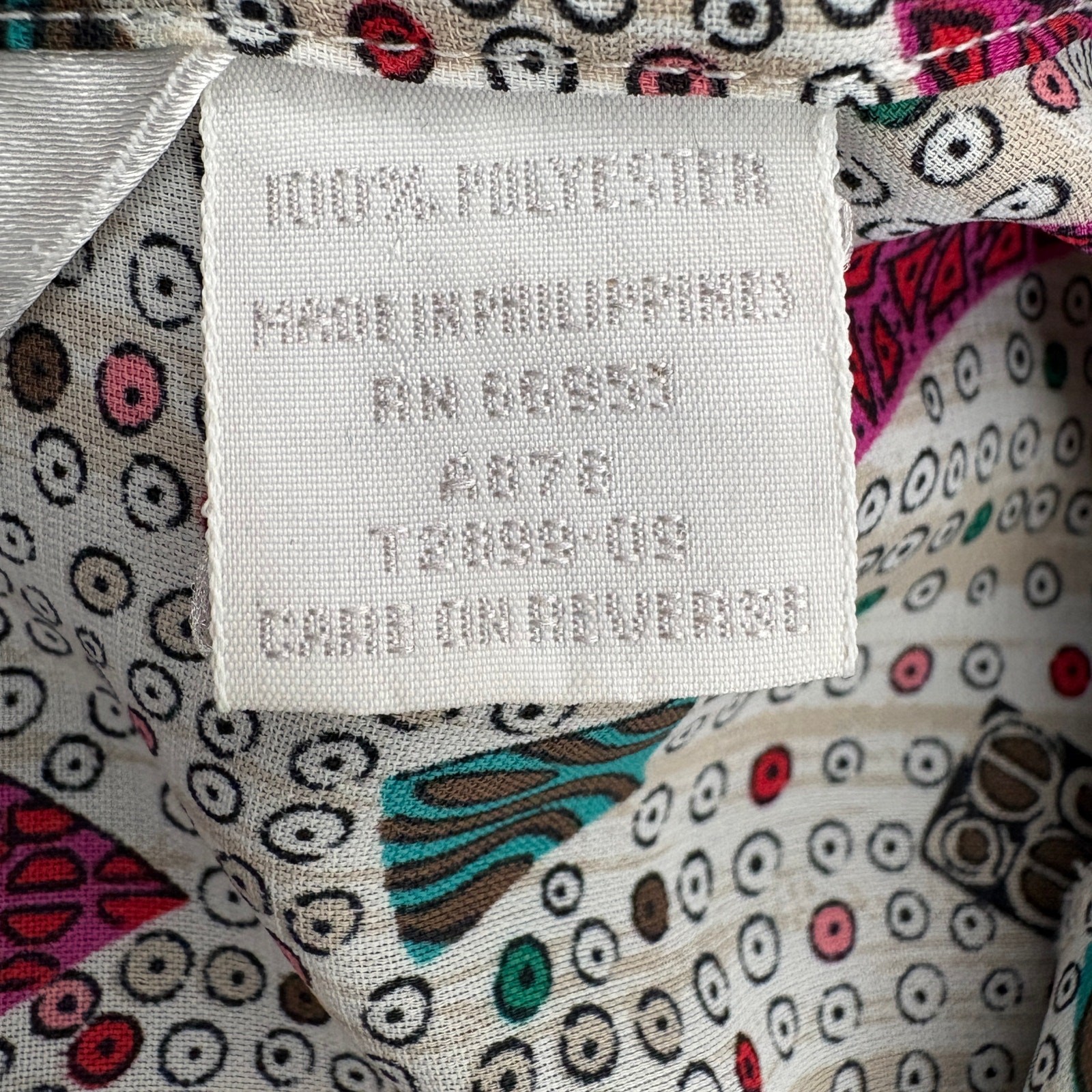 Vintage Triangle Multi Pattern Button Blouse - Wo… - image 5