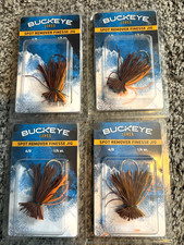 4 New BUCKEYE LURES 1/4oz SPOT REMOVER Finesse 4/0 JIG Bulk LOT 4 JIGS Orng Pmkn