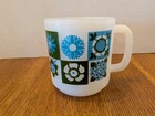 Vintage Glasbake Milk Glass Mug With Blue And Green Flowers