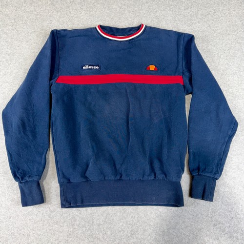 Ellesse, Vintage 90s Ellesse Columbus Sweatshirt Mens M Navy Blue Red Stripe Retro Tennis