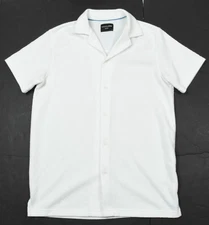Hudson & Barrow Wovens Shirt Mens Medium White Short Sleeve Button-Up Slim FIt